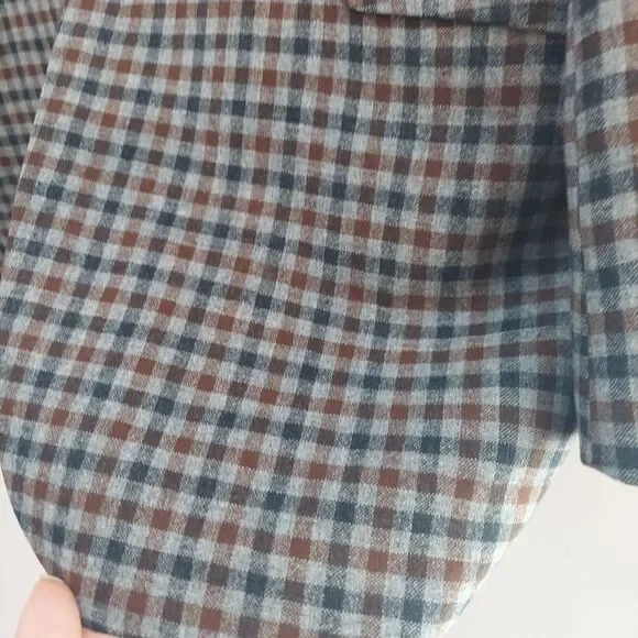 Burberry Gray, Brown, Black Plaid Blazer Jacket Cashmere Blend Sz 40 REG - Picture 2 of 16
